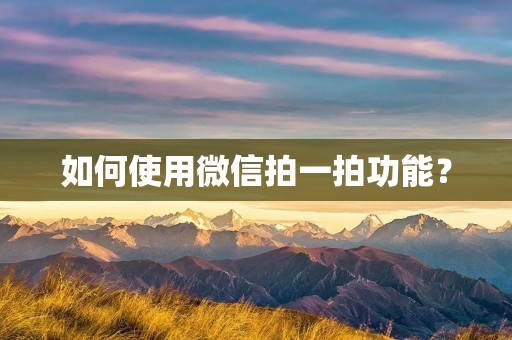 如何使用微信拍一拍功能? 如何使用微信拍一拍功能?