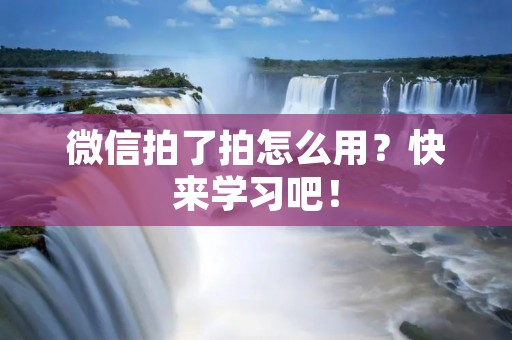 微信拍了拍怎么用？快来学习吧！