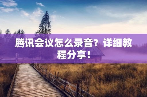 腾讯会议怎么录音?详细教程分享! 腾讯会议怎么录音?详细教程分享!