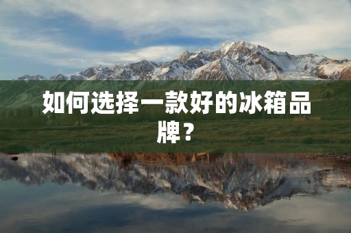 如何选择一款好的冰箱品牌?