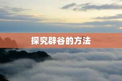 探究辟谷的方法 探究辟谷的方法