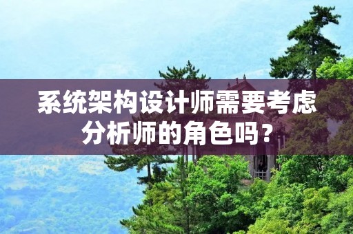 系统架构设计师需要考虑分析师的角色吗？