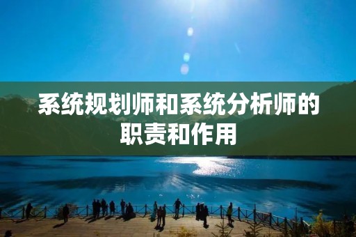 系统规划师和系统分析师的职责和作用