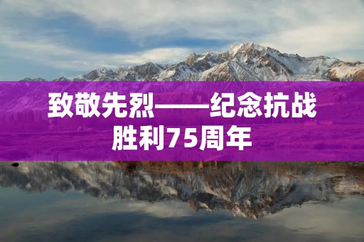 致敬先烈——纪念抗战胜利75周年