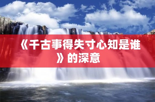 《千古事得失寸心知是谁》的深意 《千古事得失寸心知是谁》的深意