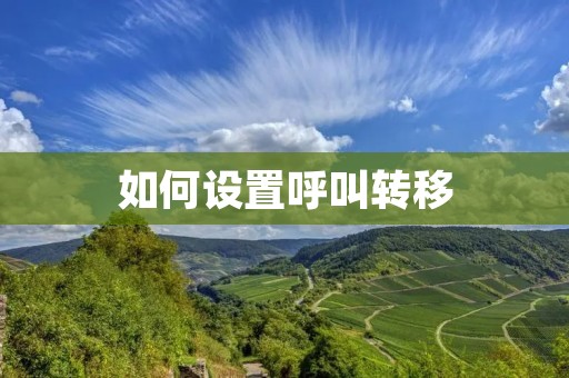 如何设置呼叫转移