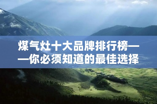 煤气灶十大品牌排行榜——你必须知道的最佳选择