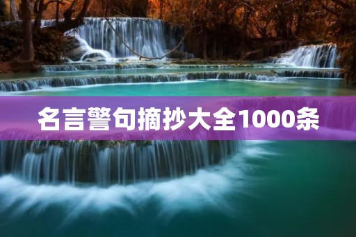 名言警句摘抄大全1000条 名言警句摘抄大全1000条