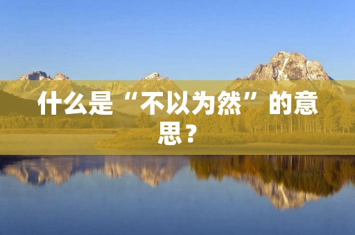 什么是“不以为然”的意思？