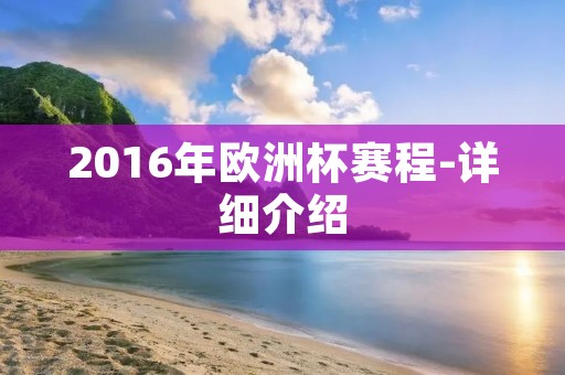 2016年欧洲杯赛程-详细介绍