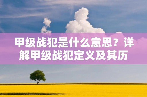 甲级战犯是什么意思?详解甲级战犯定义及其历史背景