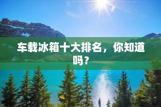车载冰箱十大排名，你知道吗？