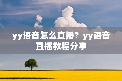 yy语音怎么直播？yy语音直播教程分享