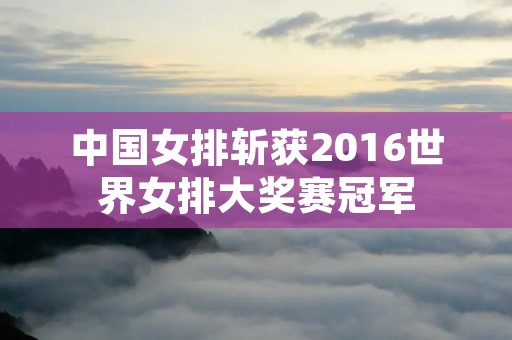 中国女排斩获2016世界女排大奖赛冠军 中国女排斩获2016世界女排大奖赛冠军