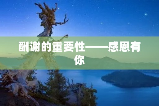 酬谢的重要性——感恩有你
