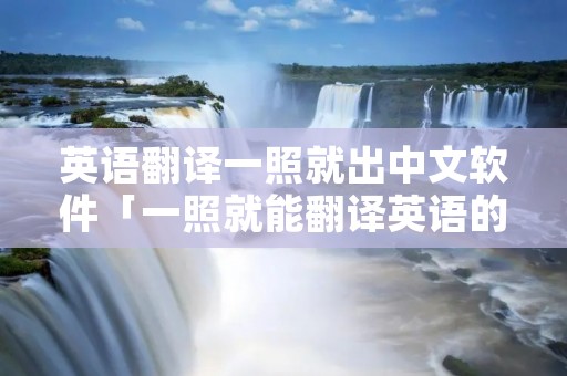 英语翻译一照就出中文软件「一照就能翻译英语的软件」