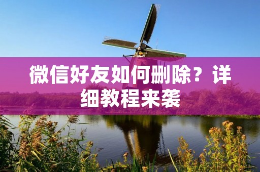 微信好友如何删除?详细教程来袭 微信好友如何删除?详细教程来袭