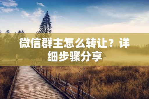 微信群主怎么转让？详细步骤分享