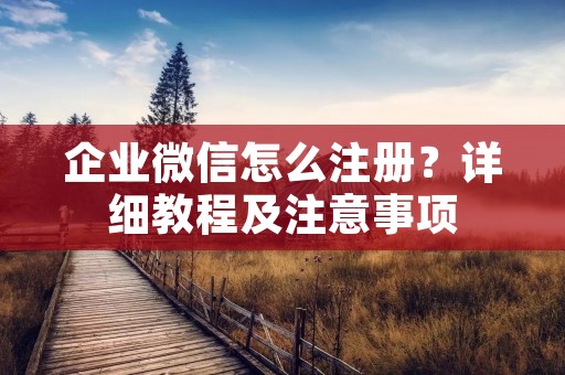 企业微信怎么注册？详细教程及注意事项