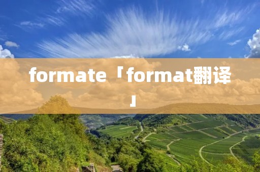 formate「format翻译」 formate「format翻译」