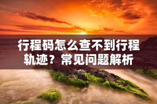 行程码怎么查不到行程轨迹?常见问题解析