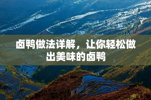 卤鸭做法详解，让你轻松做出美味的卤鸭
