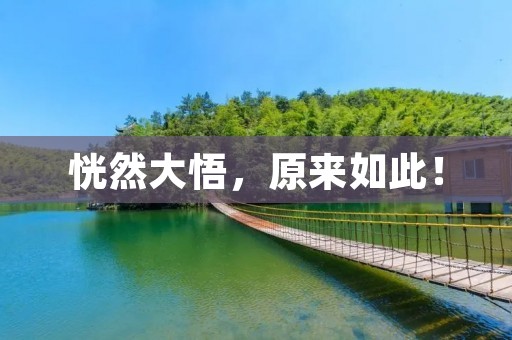 恍然大悟，原来如此！