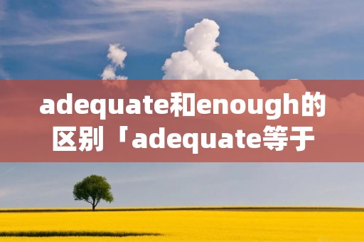 adequate和enough的区别「adequate等于什么」