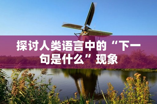 探讨人类语言中的“下一句是什么”现象