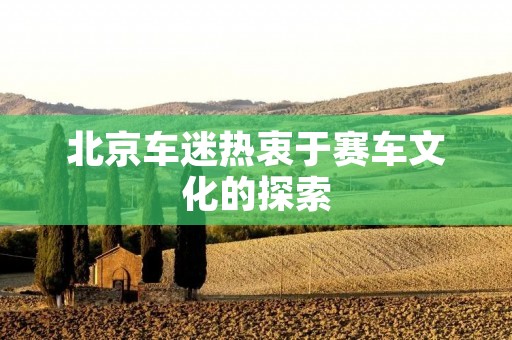 北京车迷热衷于赛车文化的探索 北京车迷热衷于赛车文化的探索