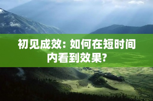 初见成效: 如何在短时间内看到效果?