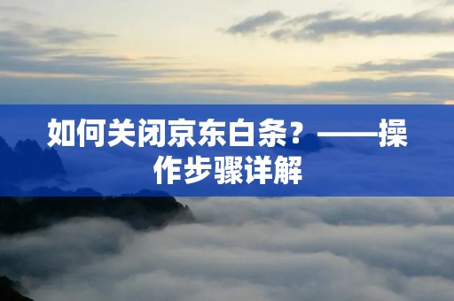如何关闭京东白条?——操作步骤详解 如何关闭京东白条?——操作步骤详解
