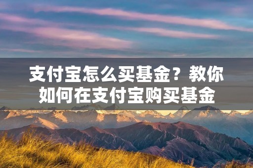 支付宝怎么买基金？教你如何在支付宝购买基金