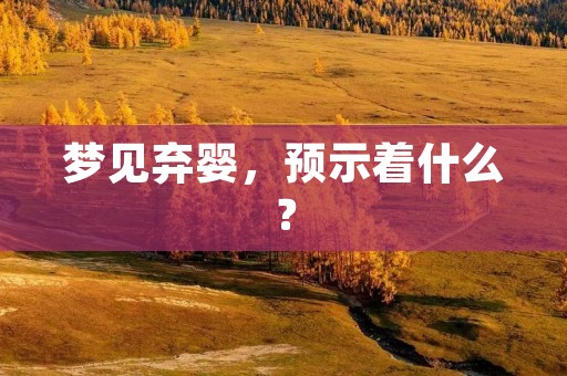 梦见弃婴,预示着什么?