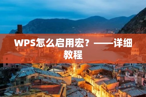 WPS怎么启用宏?——详细教程 WPS怎么启用宏?——详细教程