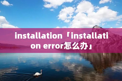 installation「installation error怎么办」