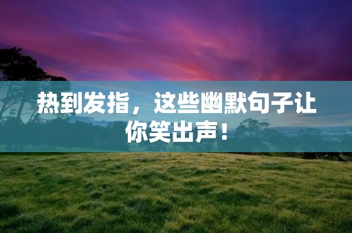 热到发指,这些幽默句子让你笑出声!