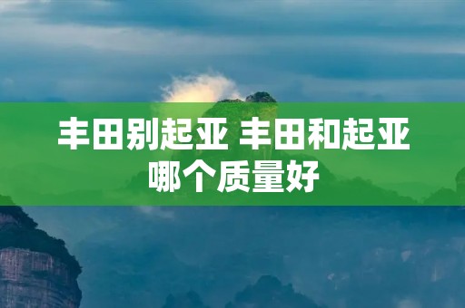 丰田别起亚 丰田和起亚哪个质量好