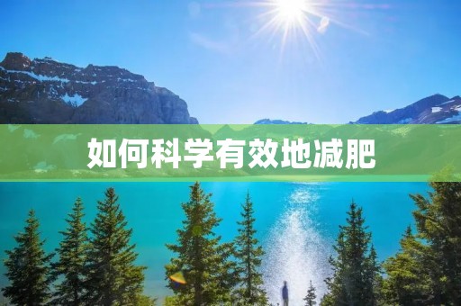 如何科学有效地减肥