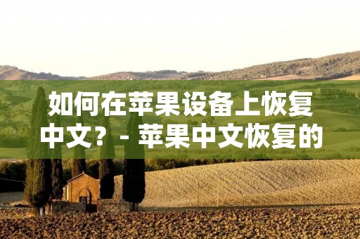 如何在苹果设备上恢复中文?- 苹果中文恢复的方法 如何在苹果设备上恢复中文?- 苹果中文恢复的方法
