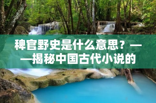 稗官野史是什么意思?——揭秘中国古代小说的起源和发展