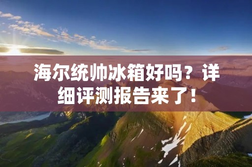 海尔统帅冰箱好吗?详细评测报告来了!