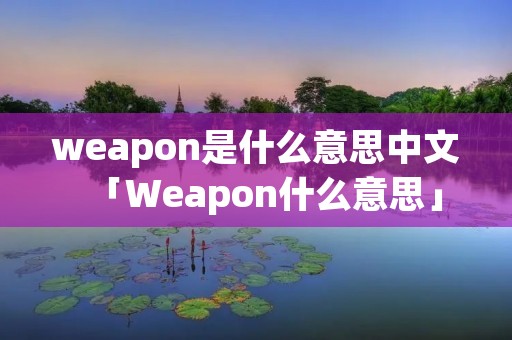 weapon是什么意思中文「Weapon什么意思」 weapon是什么意思中文「Weapon什么意思」