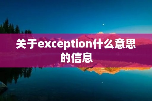 关于exception什么意思的信息