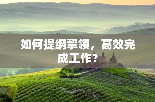 如何提纲挈领,高效完成工作? 如何提纲挈领,高效完成工作?