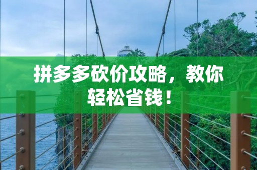 拼多多砍价攻略，教你轻松省钱！