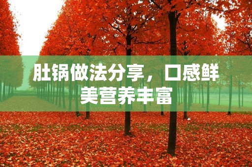 肚锅做法分享,口感鲜美营养丰富 肚锅做法分享,口感鲜美营养丰富