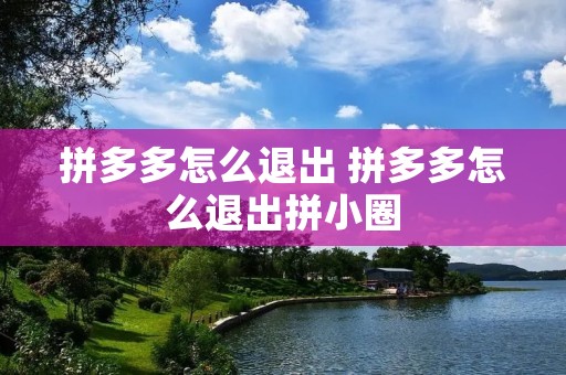 拼多多怎么退出 拼多多怎么退出拼小圈 拼多多怎么退出 拼多多怎么退出拼小圈