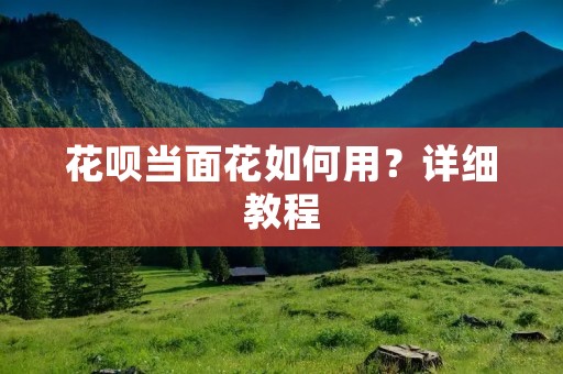 花呗当面花如何用？详细教程
