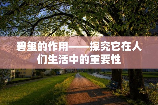碧玺的作用——探究它在人们生活中的重要性